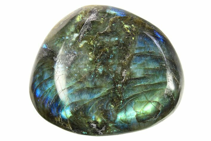 Flashy, Polished Labradorite Palm Stone - Madagascar #290549